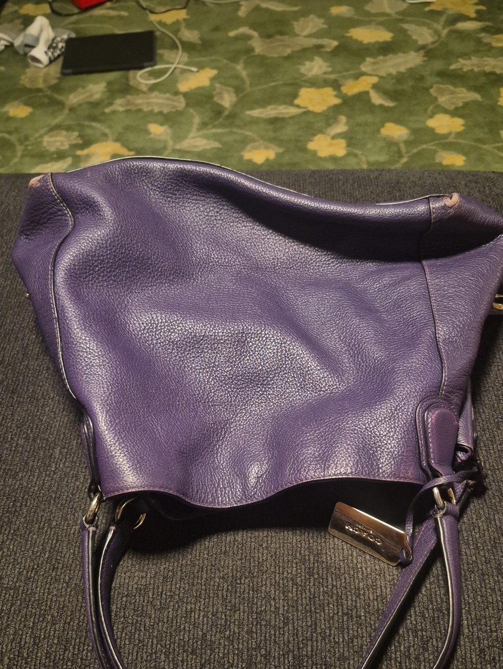 Coach Purple Pebbled Leather Shoulder Bag